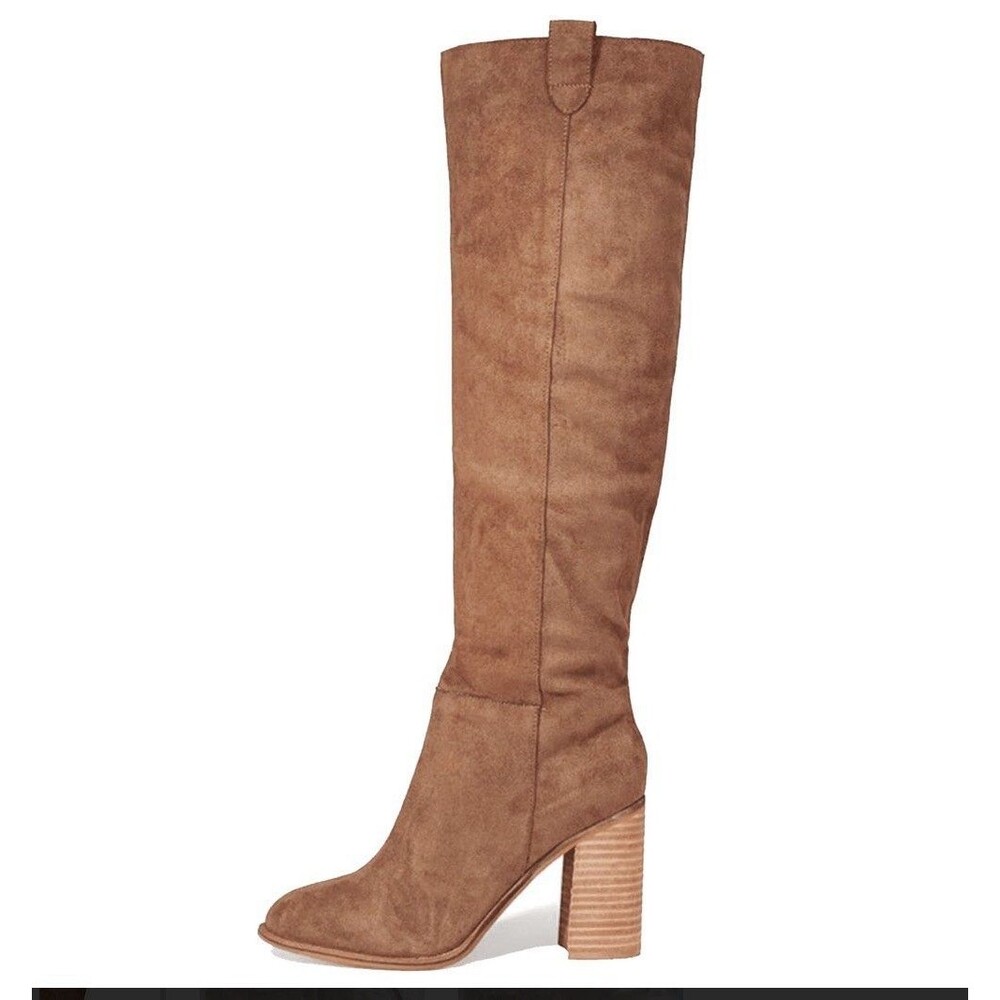 Women’s Knee High Suede Boots Block Heel Side Zip Fashion  boots